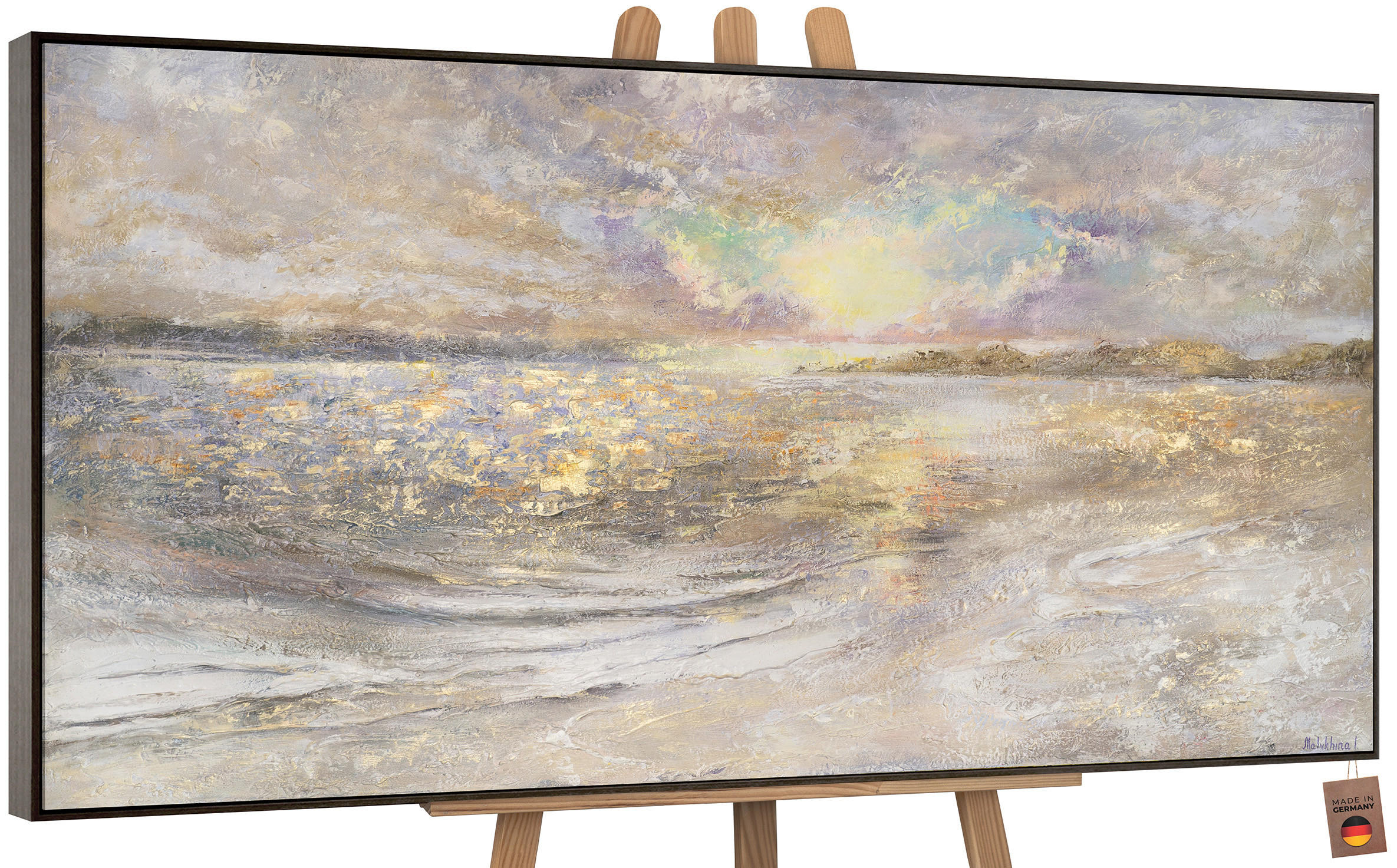 YS-art gallery Gemälde Grau 200x100 cm
