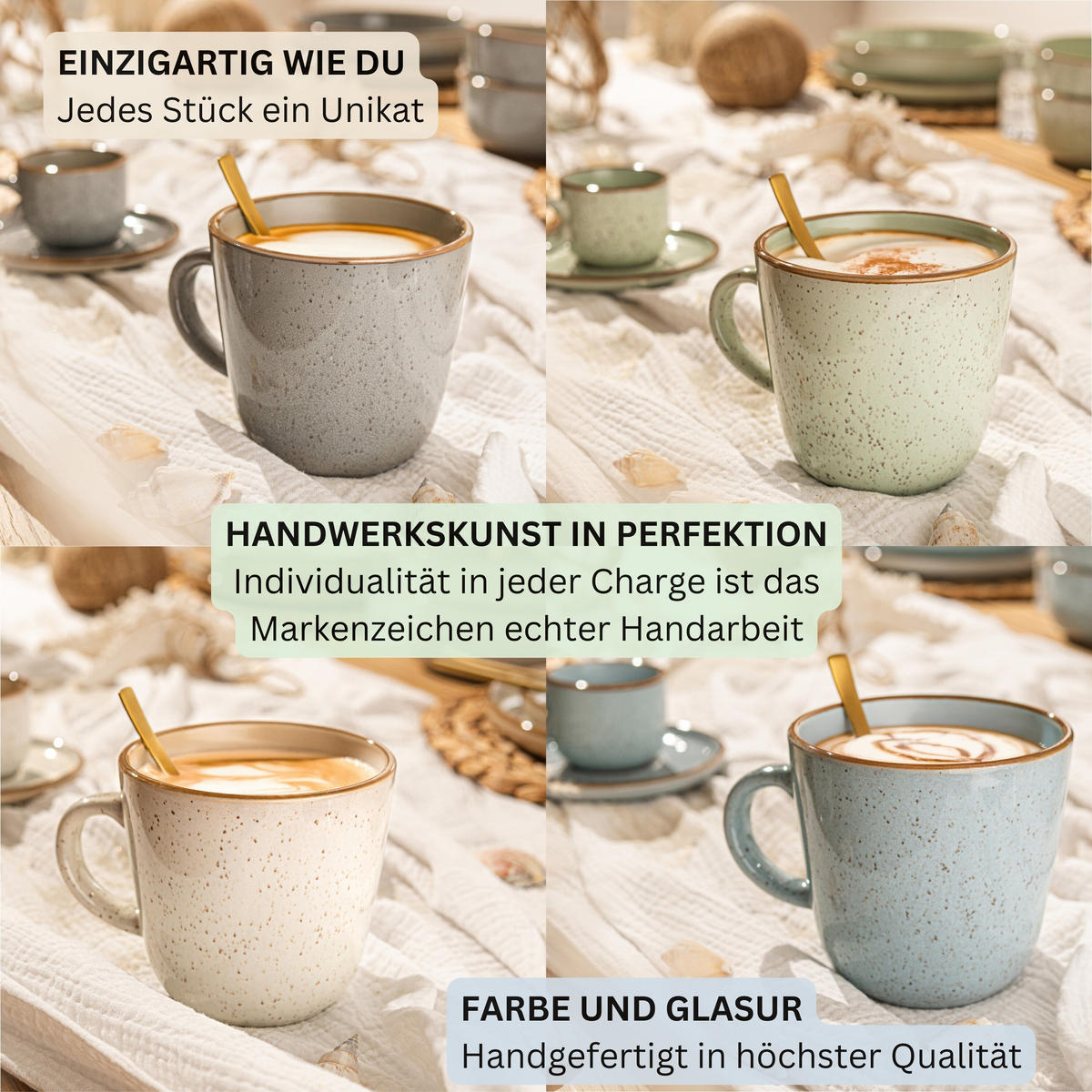KAFFEEBECHER SET RIO - 4 teilig aus Steingut - Multicolor, Keramik (0.43L) - Sänger