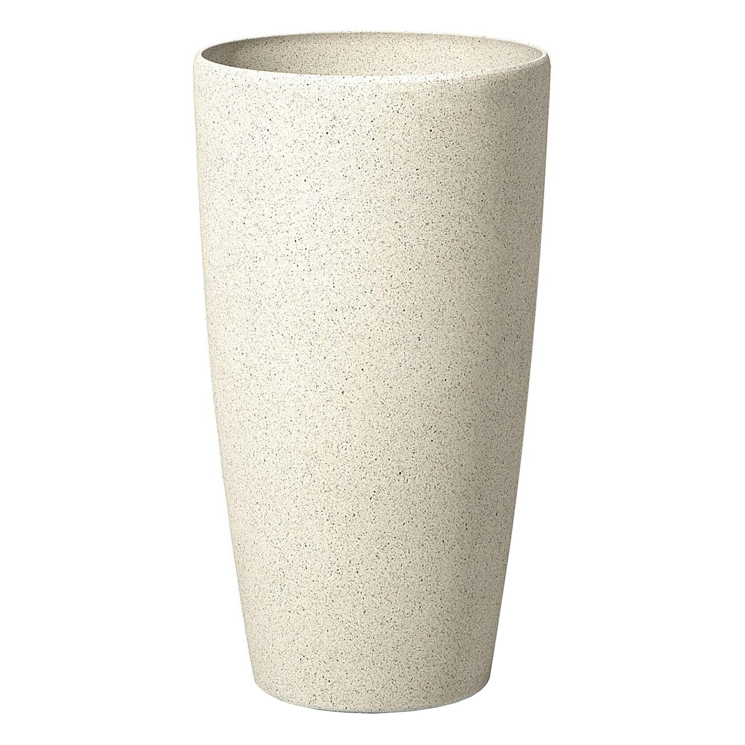 BLUMENTOPF hellbeige rund 31/31/58 cm Abdera - Beige, Stein (58cm) - Beliani