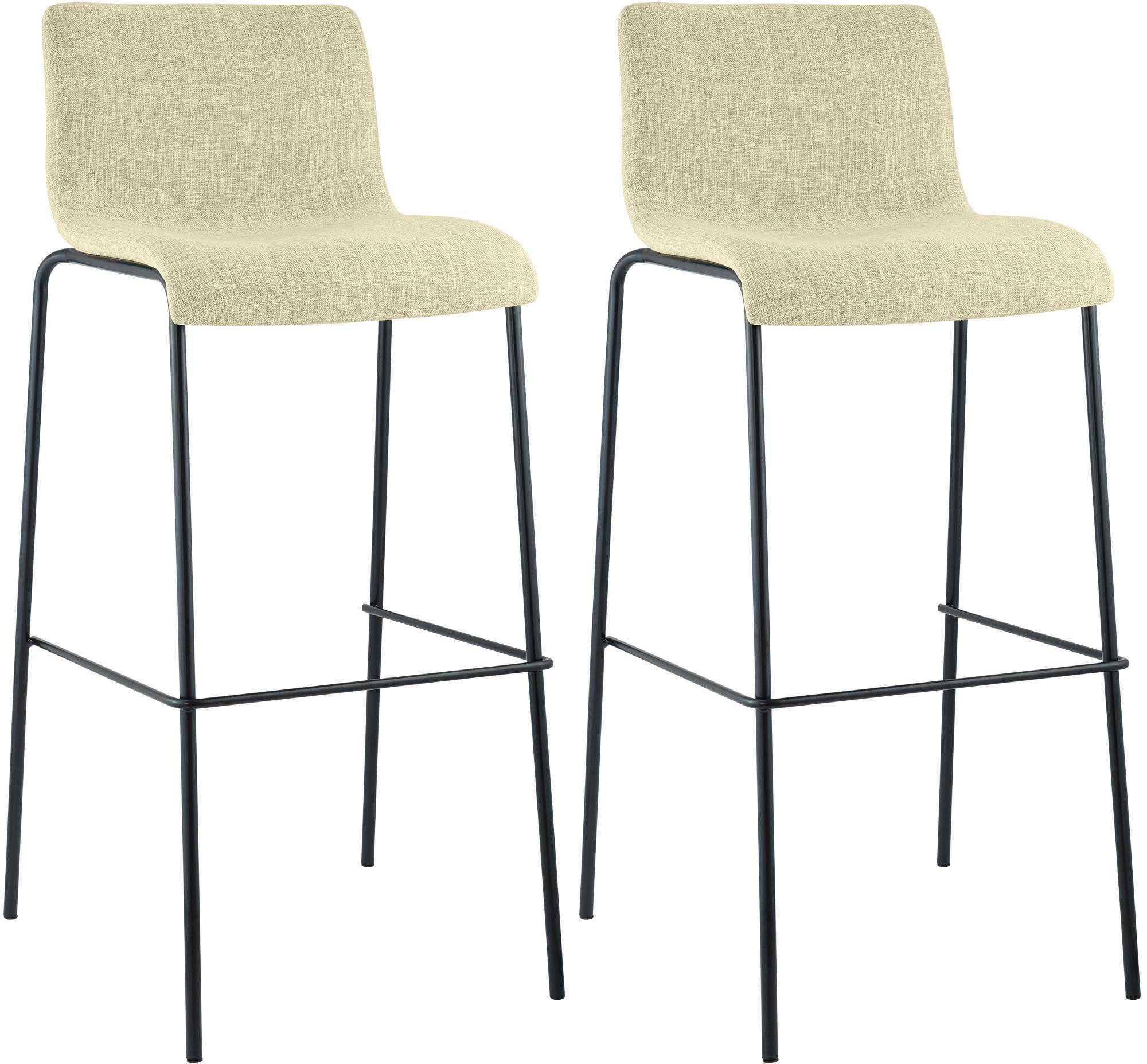 BARHOCKER 2er Set Stoff creme - Creme/Schwarz, Textil/Metall (43/100/48cm) - CLP