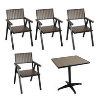 GARTENSTUHL+GARTENTISCH Schwarz, Grau - Schwarz/Grau, Kunststoff - MCW