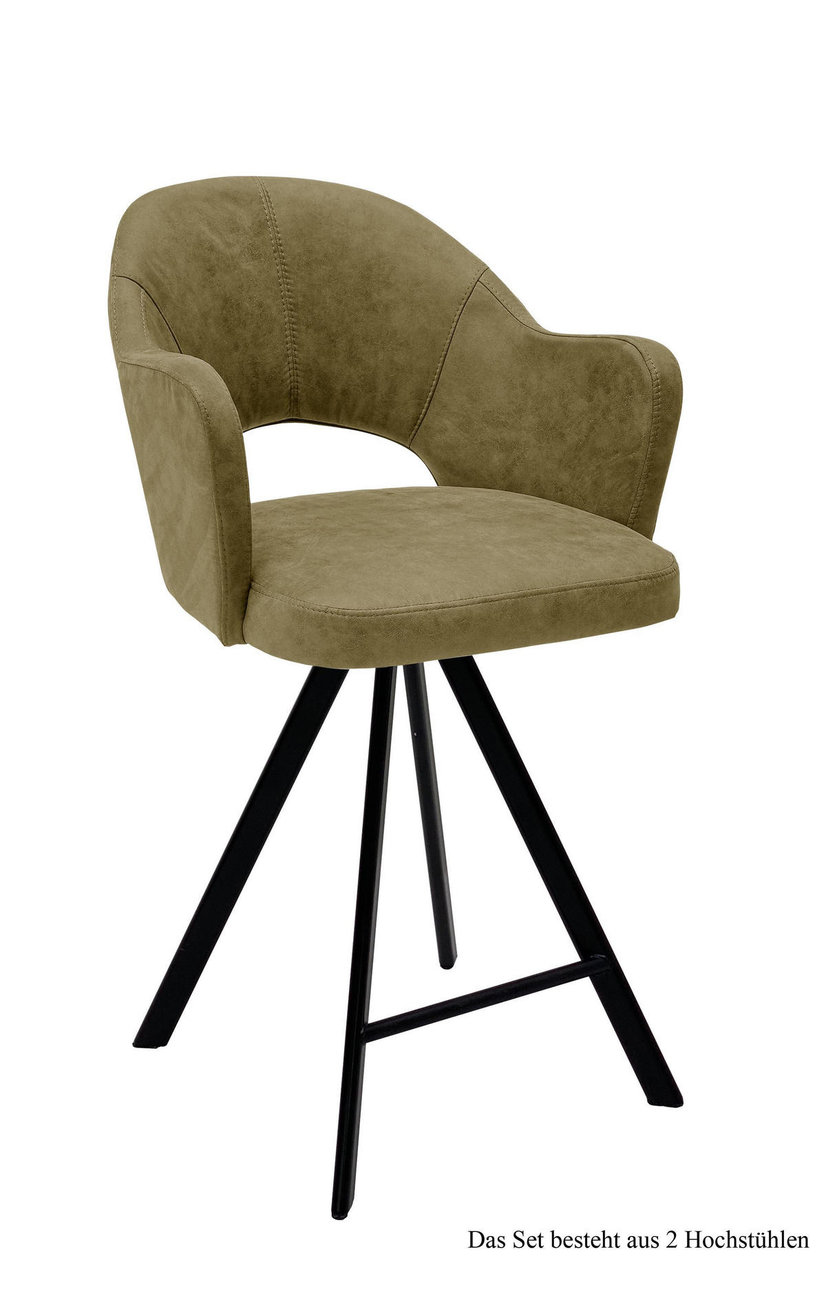 THEKENSTUHL (2er-Set) Delinda 59x104x61 Schwarz/Olivgrün - Schwarz/Olivgrün, Kunststoff (61/104/59cm) - 58aufmkessel