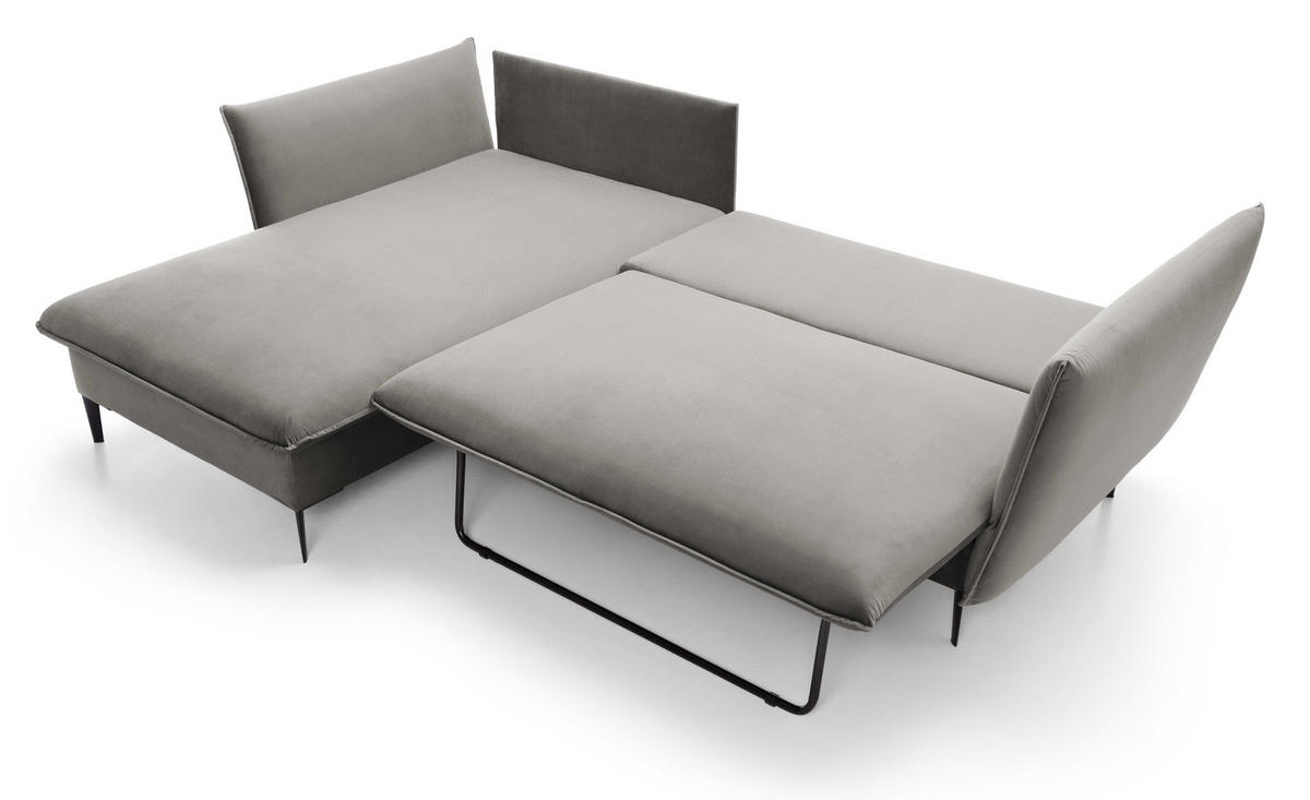 ECKSOFA Flavio mit Schlaffunktion, Bettkasten 260 cm, Links, Dunkelgrau - Dunkelgrau, Holz (258/167cm) - Emporius