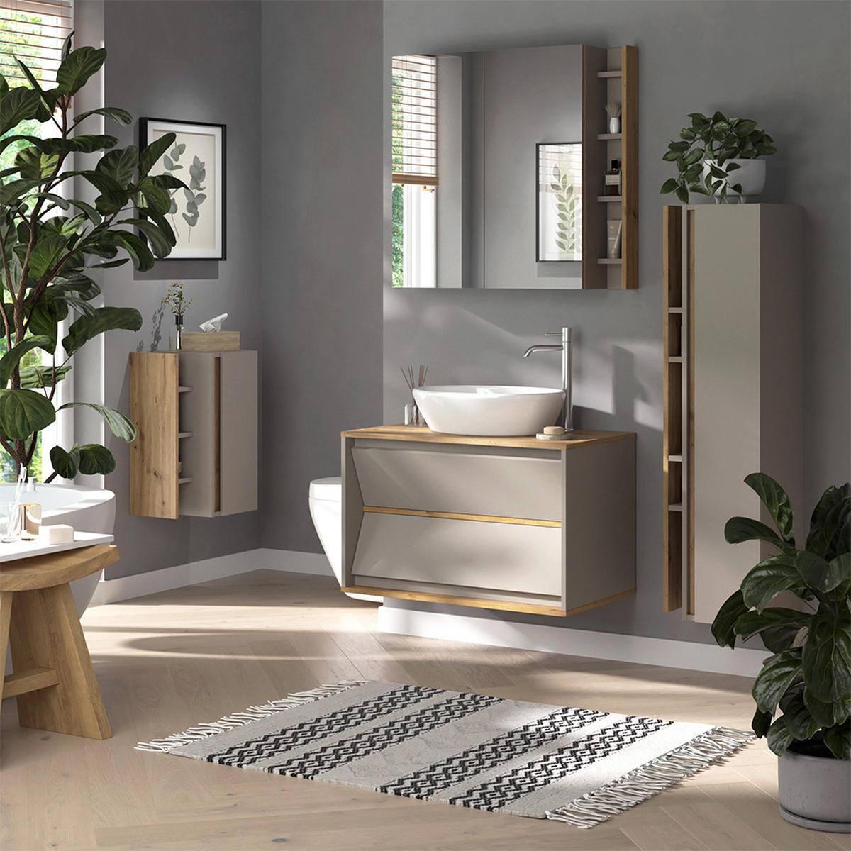 DOLNÍ SKŘÍŇKA POD DŘEZ Edelin Kašmír - kašmírová/světle šedá, kompozitní dřevo (80/50/45cm) - Vicco