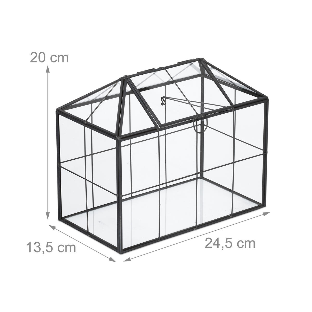 RASTLINNÉ skleníky - priehľadné, kov/sklo (20cm) - Relaxdays