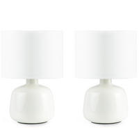 TISCHLAMPE STIVUS 2-er Set, Weiß - Weiß, Textil/Metall (22/22/32cm) - KONSIMO®