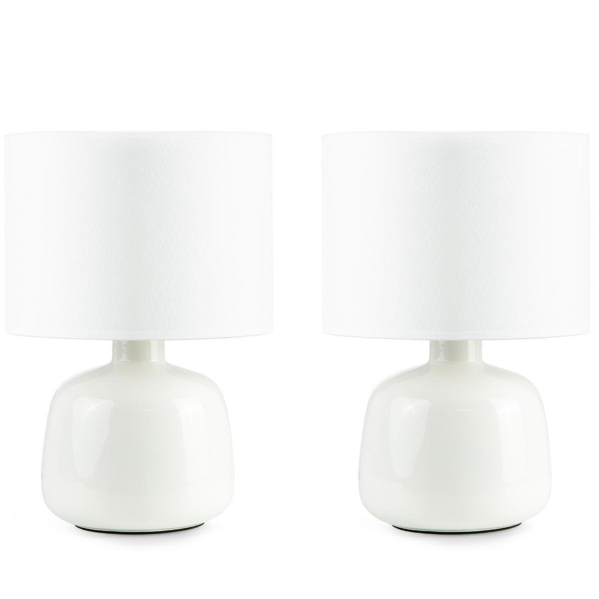 TISCHLAMPE STIVUS 2-er Set, Weiß - Weiß, Textil/Metall (22/22/32cm) - KONSIMO®