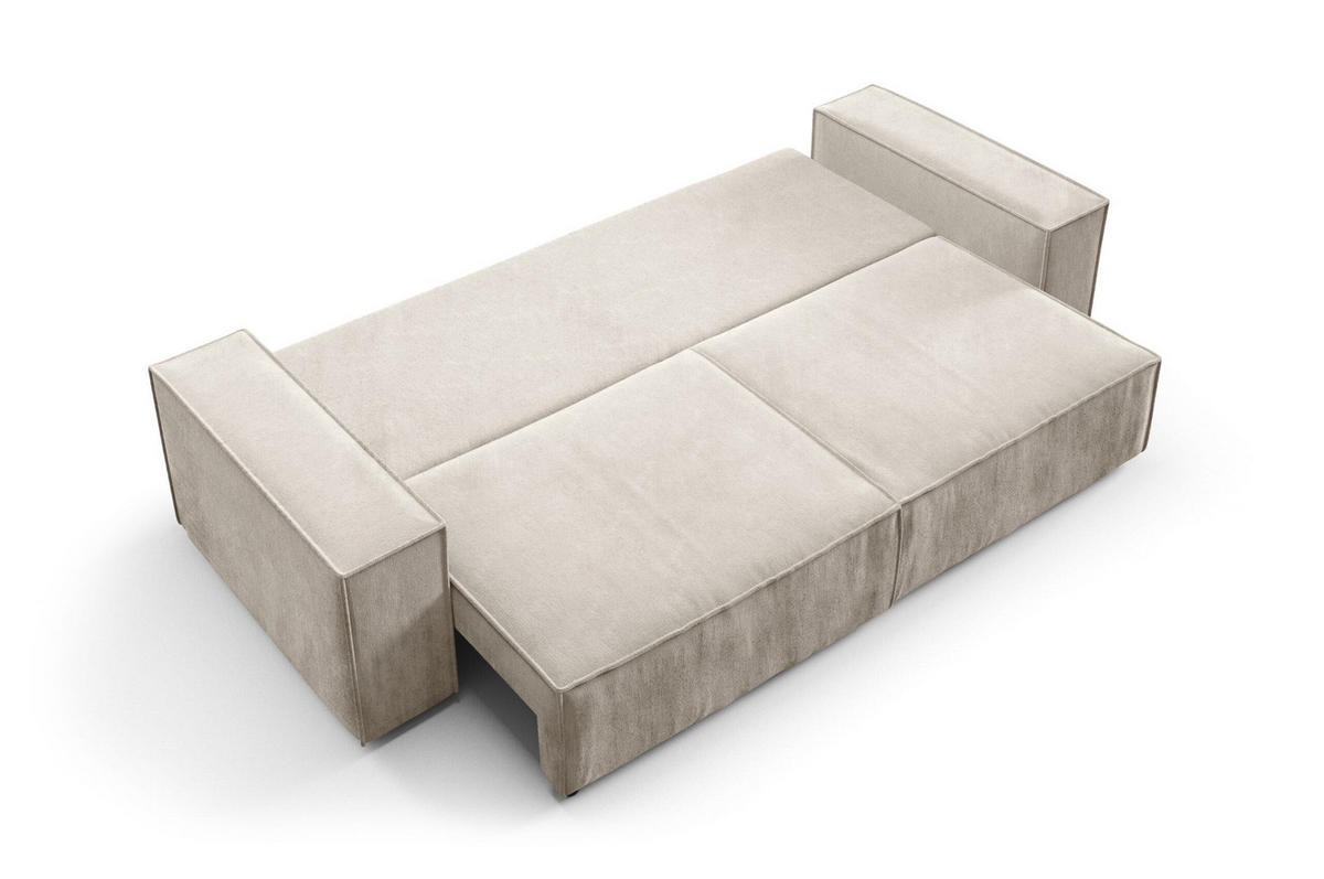 SCHLAFSOFA mit Bettkasten Cremig - Beige, Textil (255/88/102cm) - Furnisell
