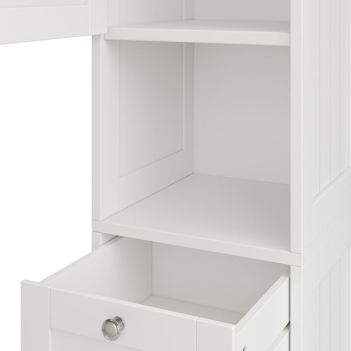 BADSCHRANK Riad Weiß 32 x 170 cm mit Türen, Schublade und offenem Fach - Weiß, Holzwerkstoff (32/170/30cm) - Vicco