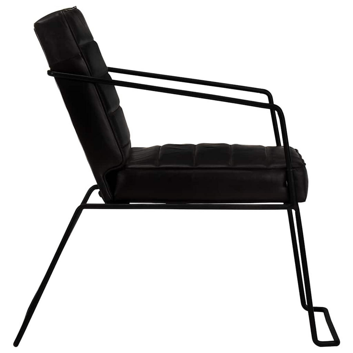 SESSEL Schwarz Echtleder - Schwarz, Leder (70/71/52cm) - vidaXL
