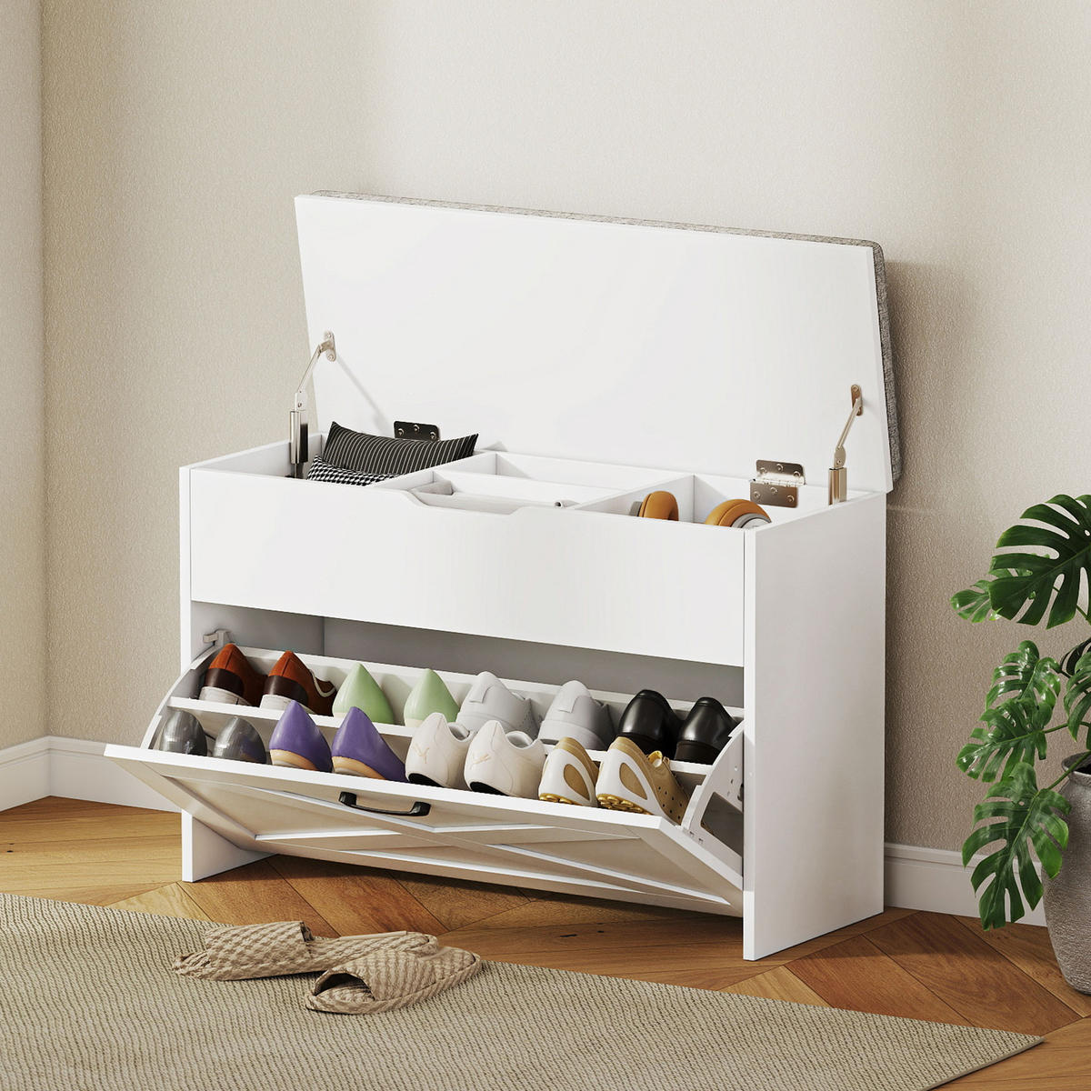 SCHUHBANK Weiß 1 Stück - Weiß, Kunststoff (30/55/80cm) - GiPP