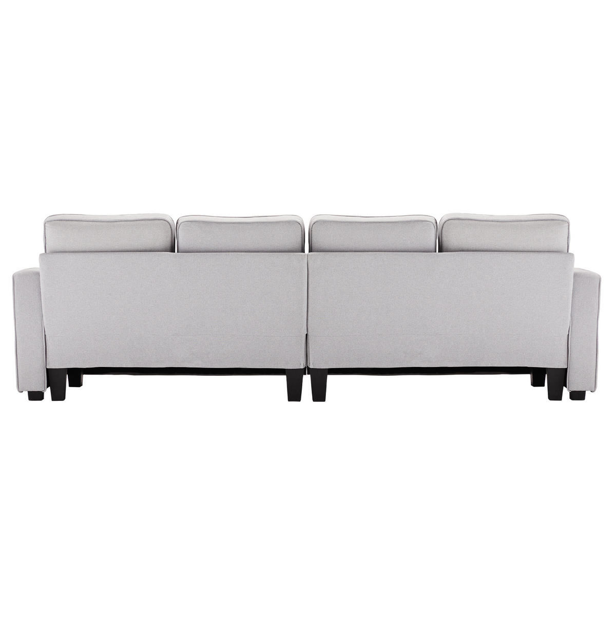 4-SITZER Sofa Leinenstoff mit Taschen an Armlehnen und 4 Kissen 264/83/87 cm Hellgrau - Hellgrau, Textil (87/264/83cm) - Redom