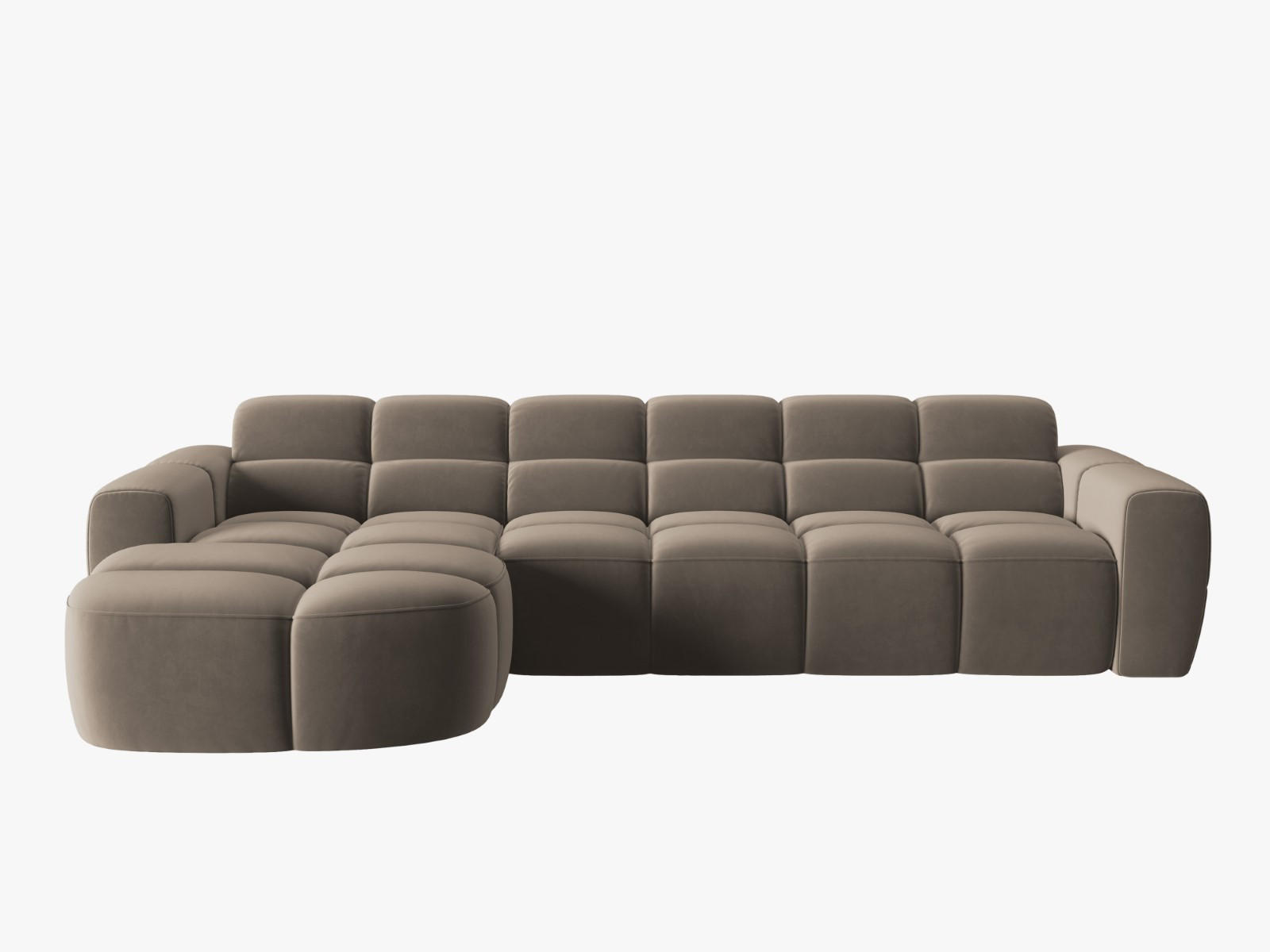 ECKSOFA links Lisa aus Samt hellbraun 4 Sitzplätze - Hellbraun, Textil (170/310cm) - Micadoni