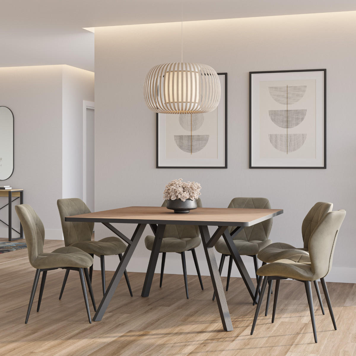 ESSZIMMERSTUHL Luna Grün 47/57/48 cm 4er-Set - Grün, Textil (57/48/47cm) - Calicosy