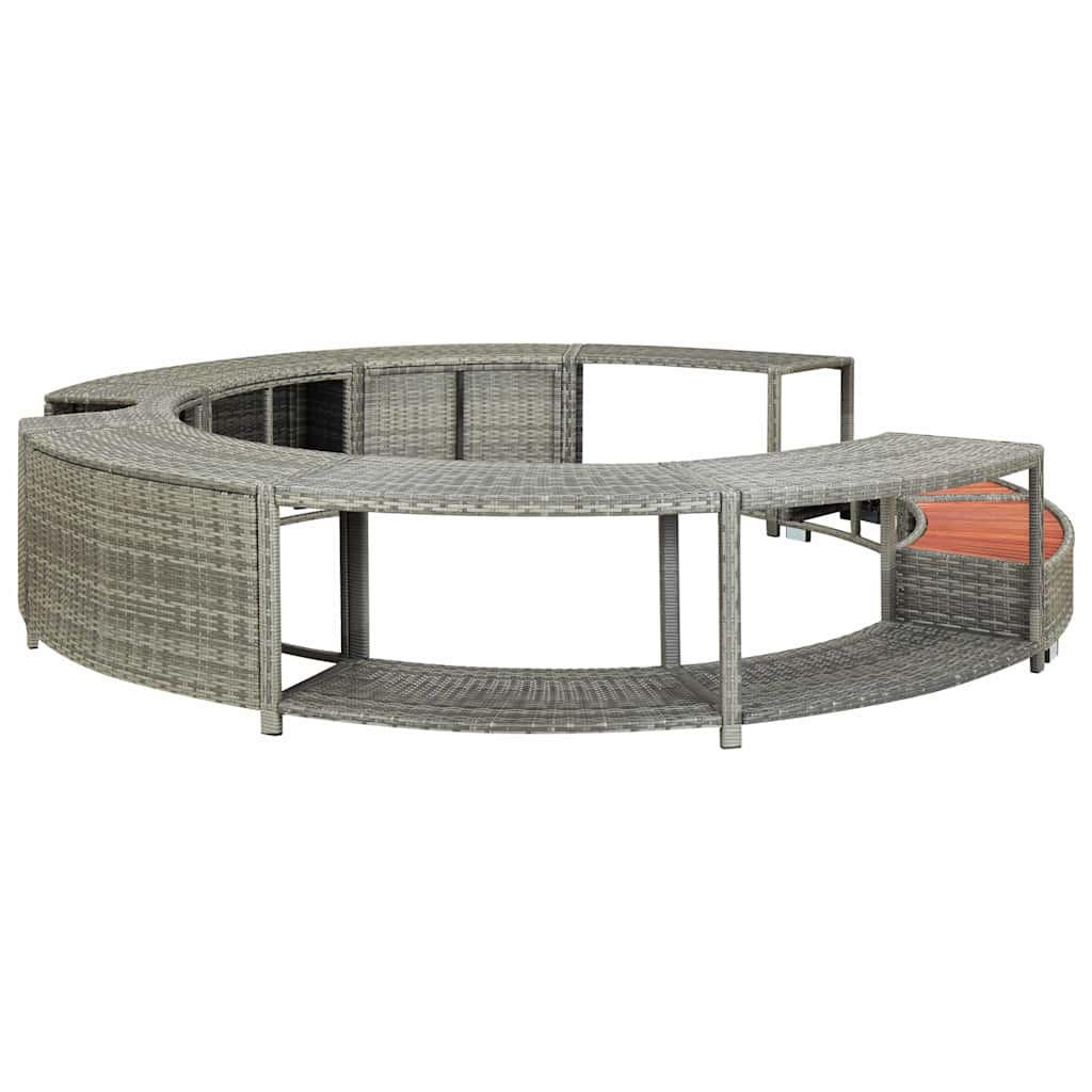 WHIRLPOOL-UMRANDUNG Grau Poly Rattan - Grau, Kunststoff (283/55/283cm) - vidaXL