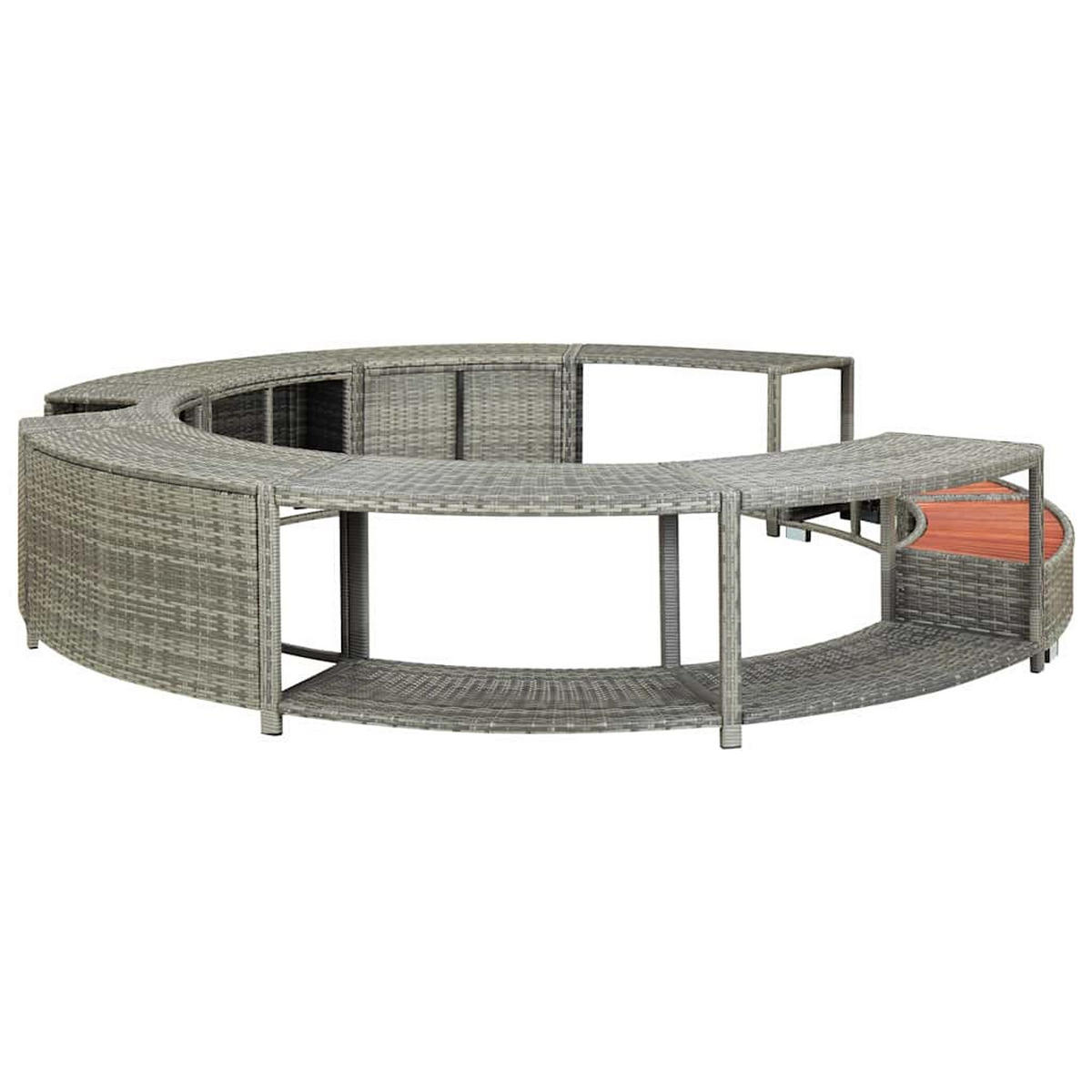 WHIRLPOOL-UMRANDUNG Grau Poly Rattan - Grau, Kunststoff (283/55/283cm) - vidaXL