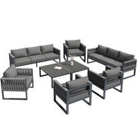 LOUNGEGARNITUR aus Metall in Grau mit verstellbaren Füßen - Grau, Metall - Modfu