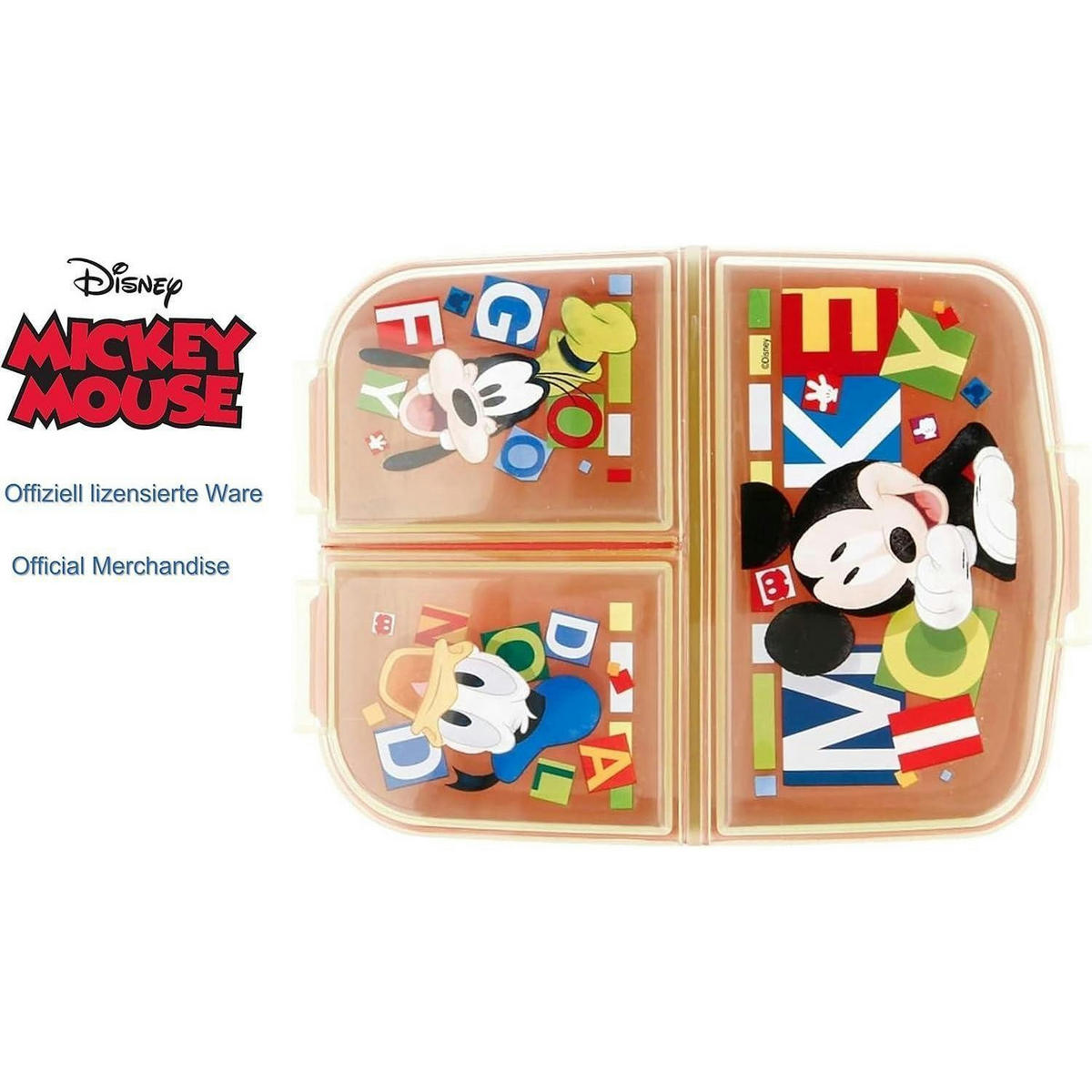 BROTDOSE mit Fächern Mickey Mouse 18 cm - Multicolor, Kunststoff (14/7/18cm)