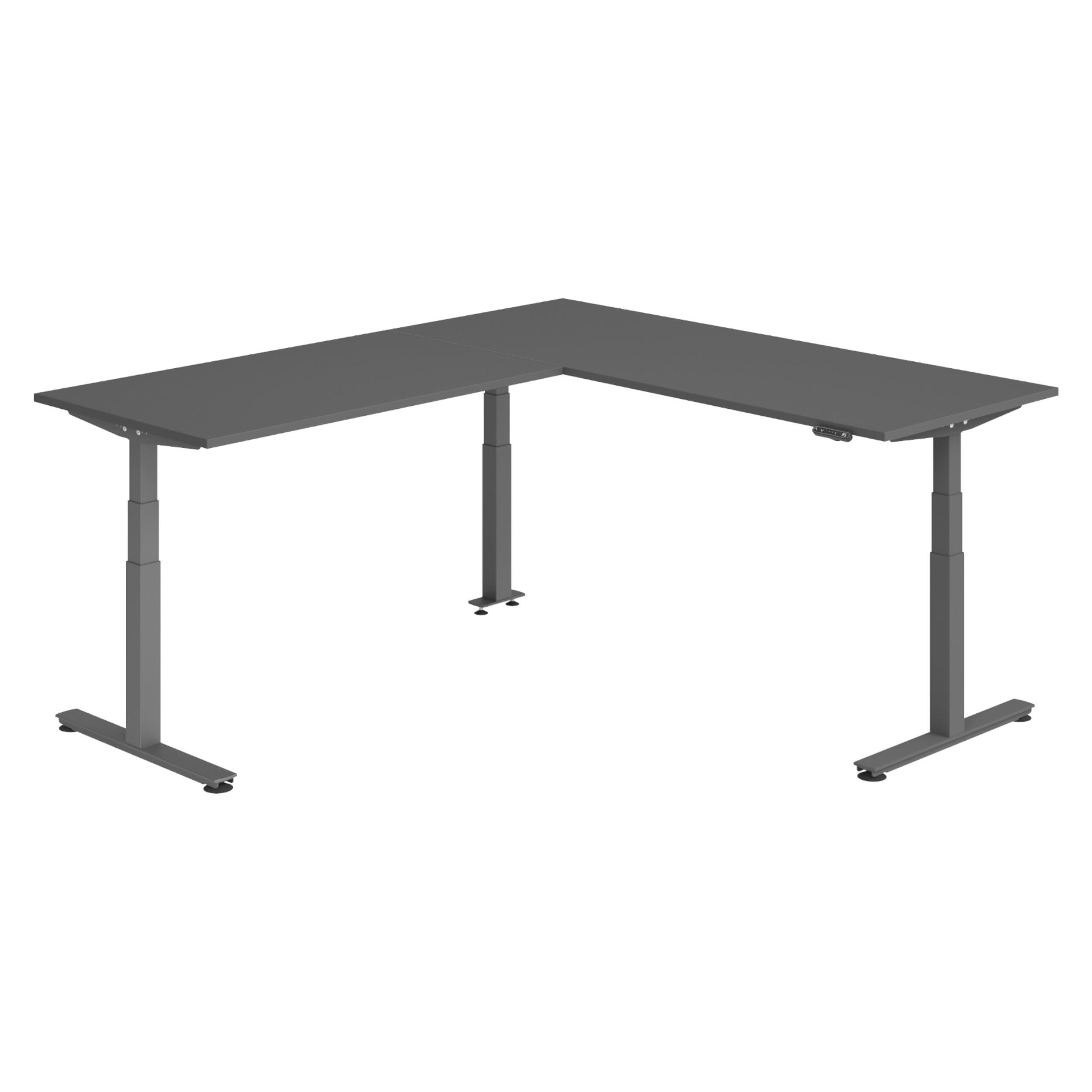 bümö Eckschreibtisch Graphit, Graphit 200x74x240 cm