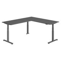 ECKSCHREIBTISCH elektrisch höhenverstellbar L-Form 240/200/74 cm in Graphitfarben/Graphitfarben - Graphitfarben, Holzwerkstoff (240/200/74cm) - bümö