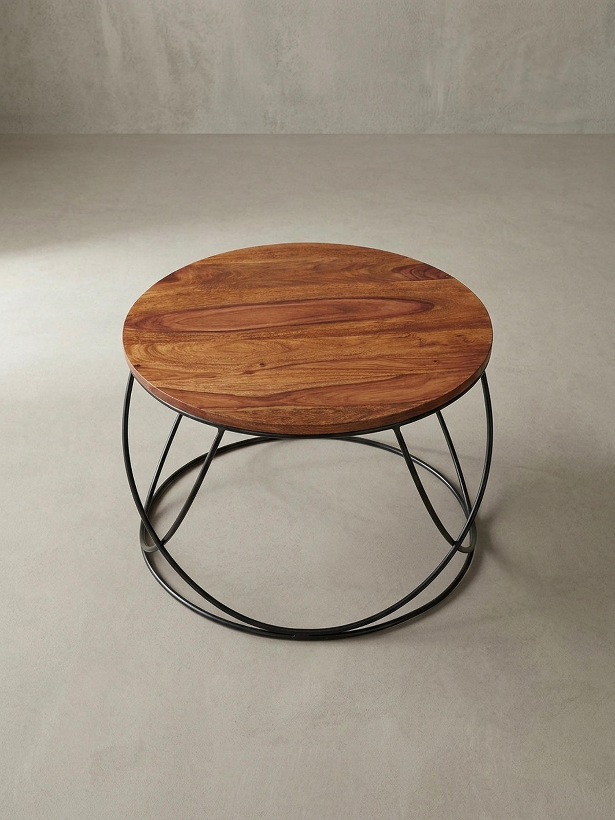 COUCHTISCH Industriestil in Braun, Sheesham-Massivholz Handgefertigt - Schwarz/Braun, Holz/Metall (60/60/40cm) - KADIMA DESIGN