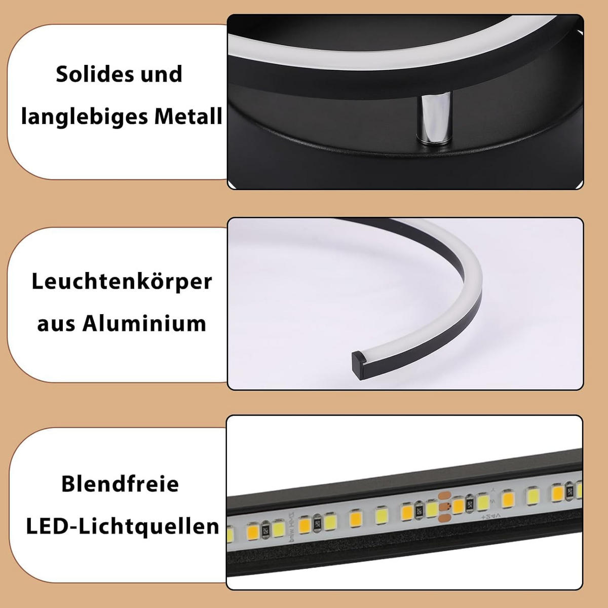 LED DECKENLEUCHTE Hornwall 61.6/7.0/23.0 cm - Schwarz, Metall (38/23/7cm) - ZMH