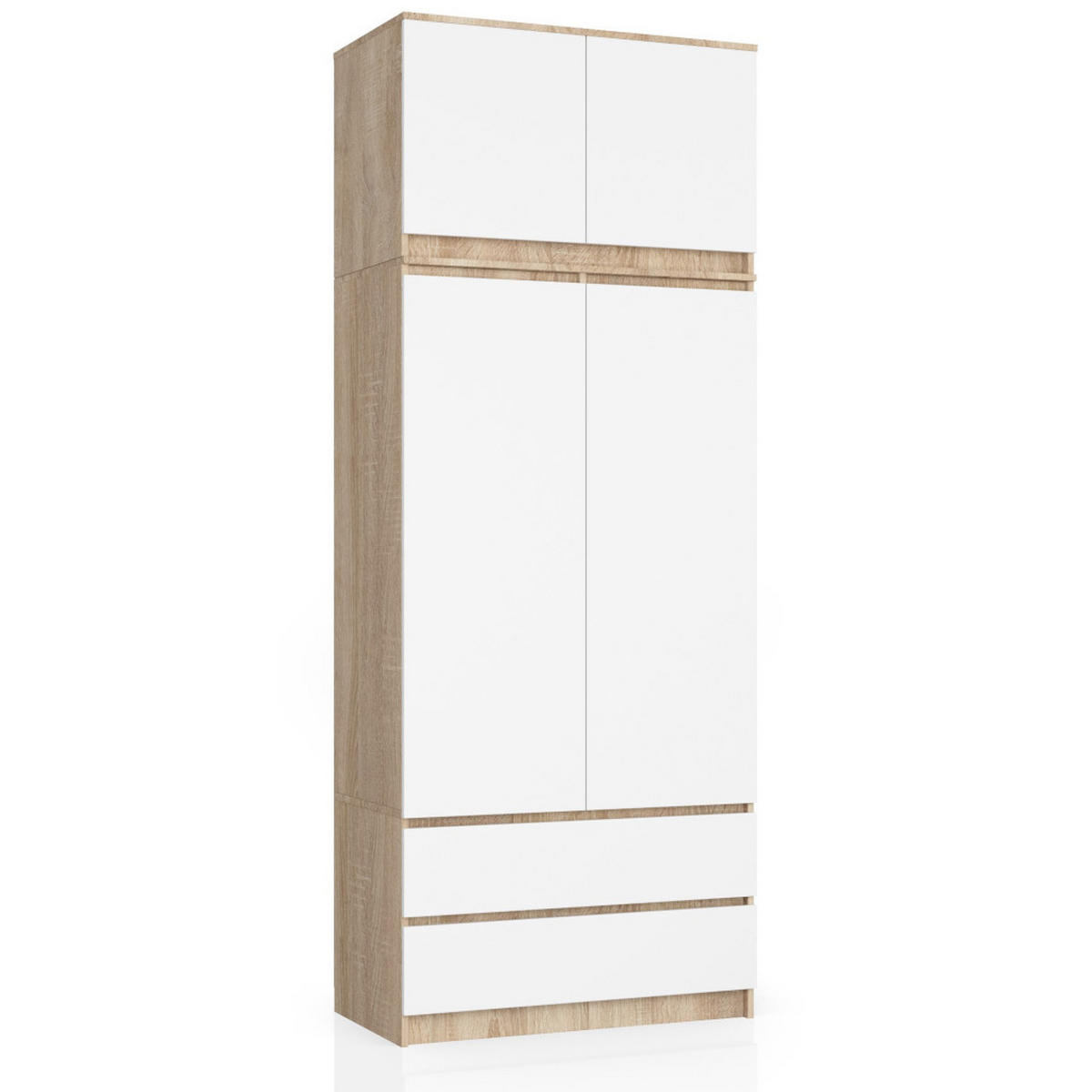 KLEIDERSCHRANK Sonoma Eiche, Weiß 90x51x234 cm - Weiß/Sonoma Eiche, Holzwerkstoff (90/234/51cm) - Akord