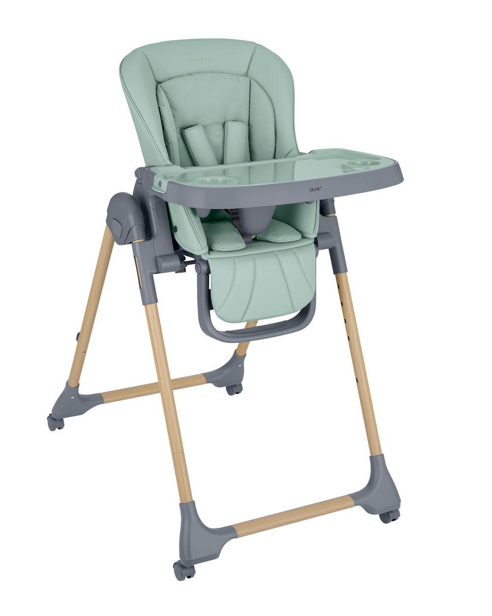 HOCHSTUHL Olive 2 grün höhenverstellbar, Räder, Ablagefach, klappbar, Sicherheitsgurt - Grün, Metall (58/104/76cm) - Kikka boo