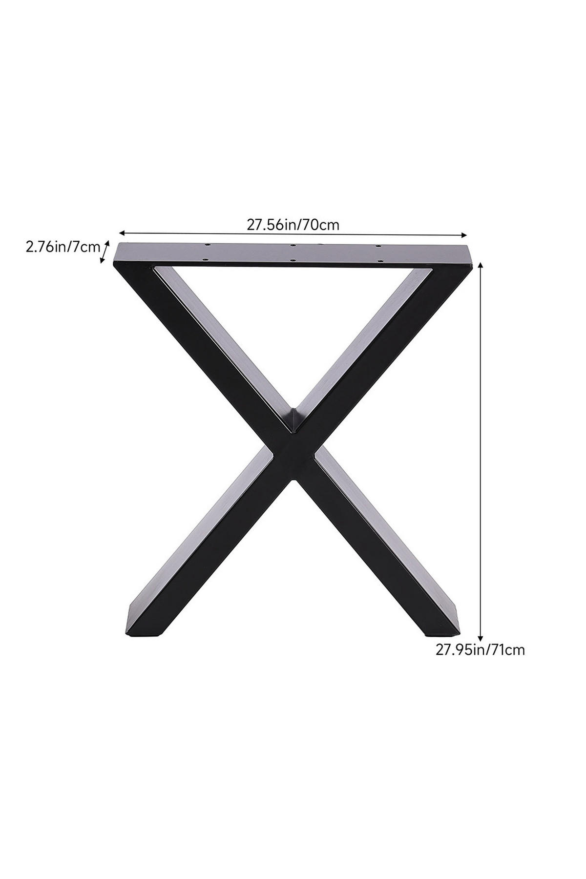 TISCHBEINE 2-tlg Set X-förmige aus Eisen in Schwarz 71-cm hohe 50 x 7 x 71 cm - Schwarz, Metall (50/71/7cm) - Livingandhome
