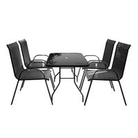 DINING LOUNGESET TERRA Gartenmöbelset aus Polyrattan - Schwarz, Textil - Lookway