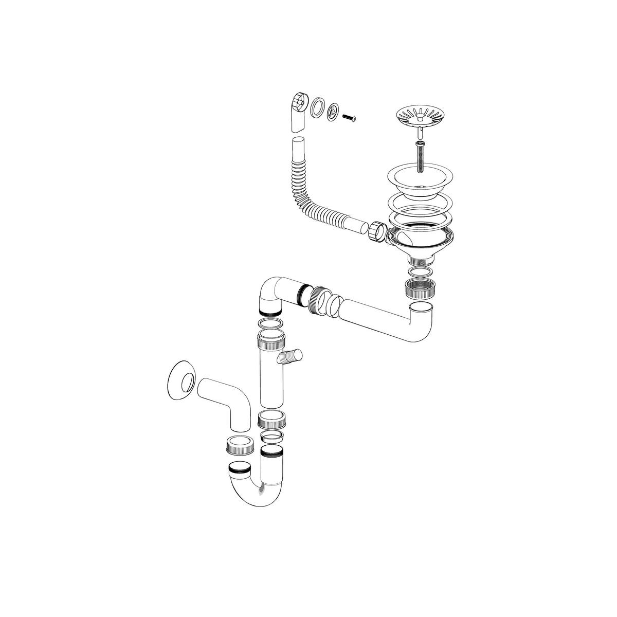 SPÜLBECKEN-SET Bello Schwarz 4-tlg. 570/470 mm Granit 1 Becken 3-Wege-Armatur Siphon - Schwarz, Stein (57/47/20cm) - Granitan