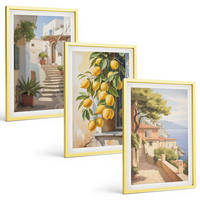 BILDER SET 3er Set - 40x60 cm Goldrahmen - Lemon Streets Meerblick - Goldfarben, Kunststoff (40/60cm) - TULUP