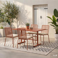 GARTENSTUHL - 2er-Set - Stahl - Terracotta, Textil/Metall (54/87/57cm) - home24