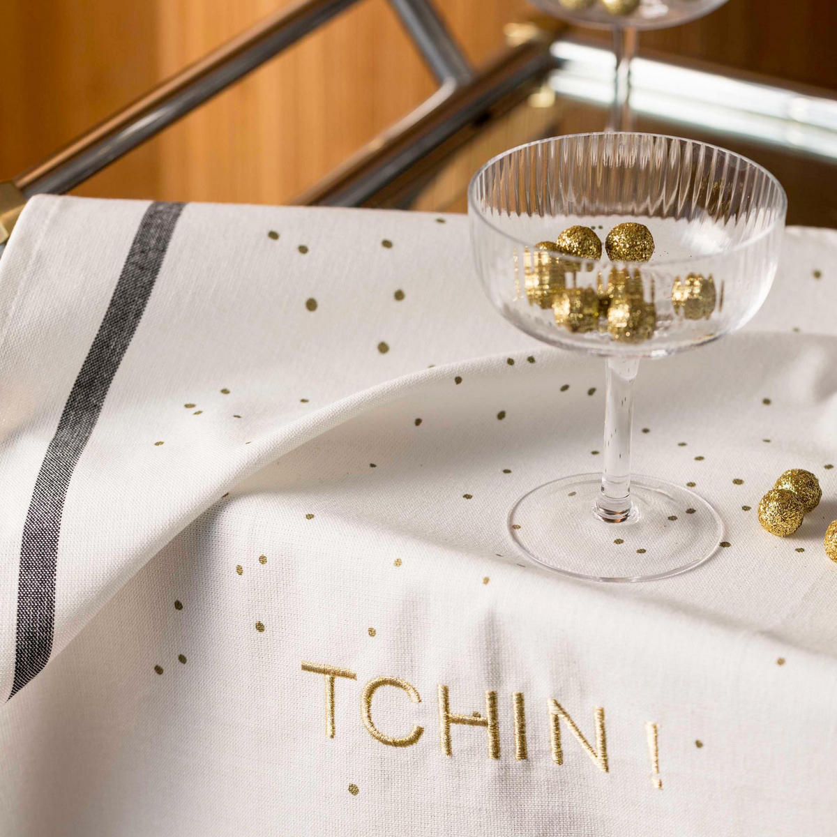 KÜCHENTUCH Tchin! weiß 50 x 70 cm - Weiß, Textil (50/70cm)
