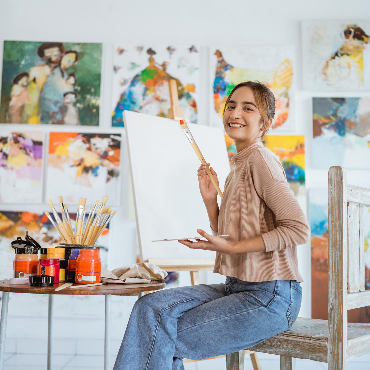 20-TLG.BORSTENPINSEL-SET - Hellbraun, Holz/Textil (2.4/33/1.7cm) - Relaxdays