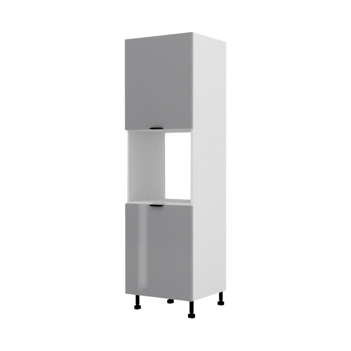 BACKOFEN-HOCHSCHRANK – 60 cm – KU-S60P – Lunara – Grau Hochglanz - Grau, Holzwerkstoff (60/203/56cm) - hi-markt