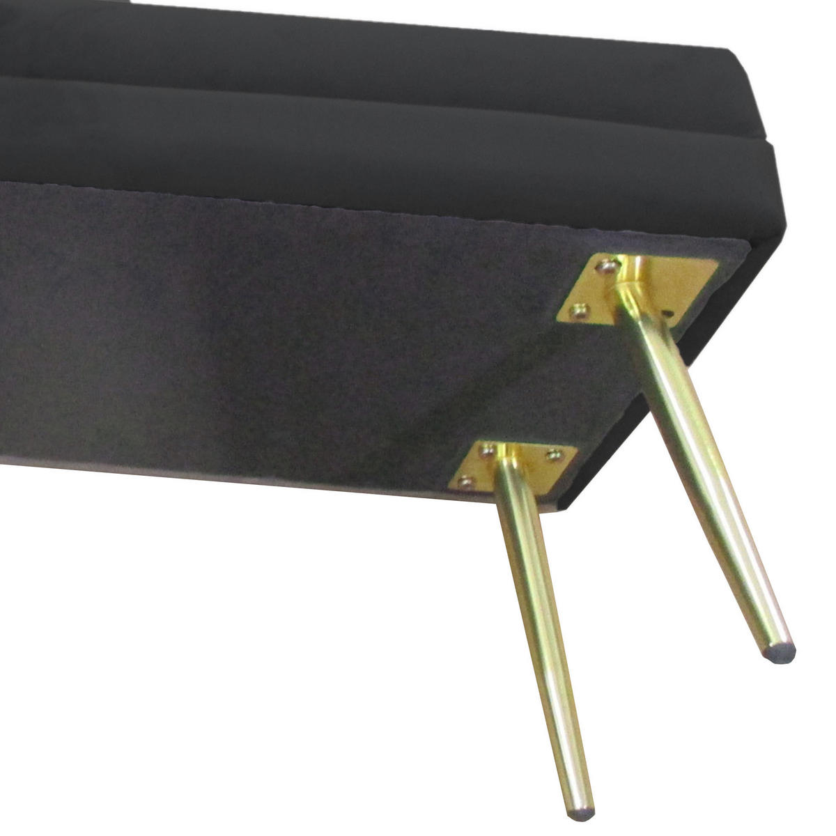TRUHENBANK DE-16418 2-in-1 mit Stauraum und Samtbezug Schwarz/Gold - Schwarz, Textil (100/42/37.5cm) - ComfortXL