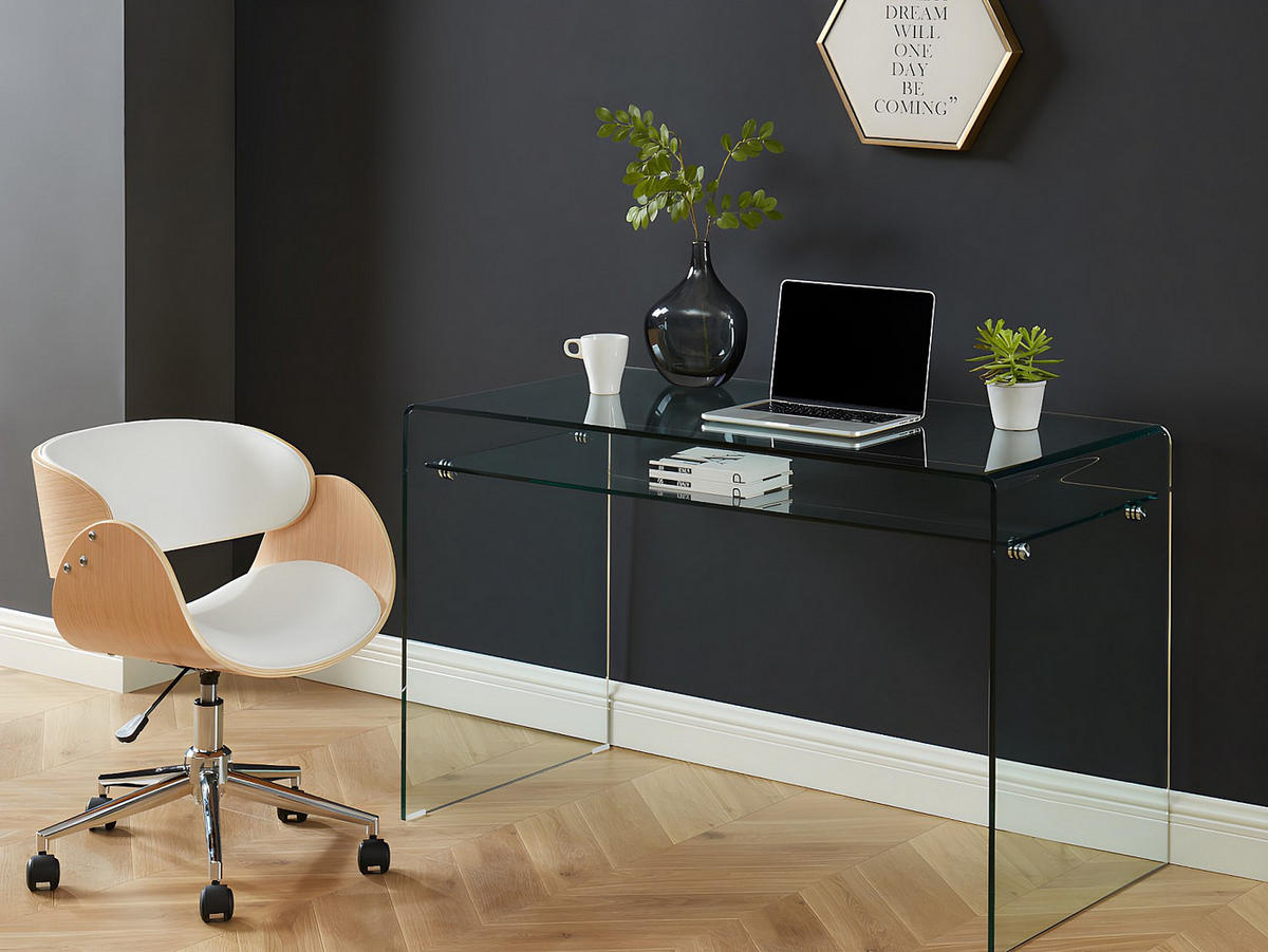 BÜROSTUHL ohne Armlehnen - 53 cm x 52 cm - kunstleder - naturfarben hell, weiß Jelsa - Naturfarben/Weiß, Leder (53/85/52cm) - Vente-Unique