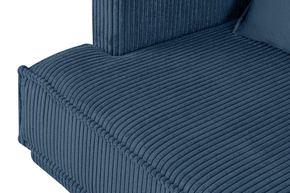 3-SITZER-SOFA GANZO 2 Kissen inklusive, Cord-Stoff, marineblau - Blau/Schwarz, Textil/Metall (193/84/92cm) - KONSIMO®