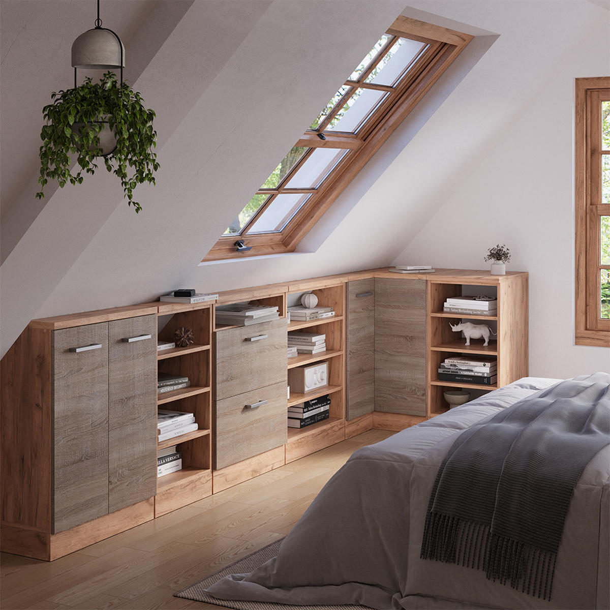 DACHSCHRÄGENSCHRANK ECKSCHRANK Rion Sonoma/Goldkraft Eiche 75.6 x 81.6 cm mit 1 Tür - Honigeiche/Sonoma Eiche, Holzwerkstoff (75.6/81.6/75.6cm) - Vicco