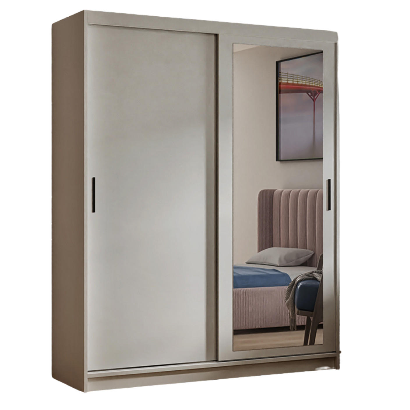 SCHWEBETÜRENSCHRANK Henry 180 cm mit Spiegel 2-türig, kaschmir - Kaschmir, Kunststoff (180/205/60cm) - Margaret Hadas24