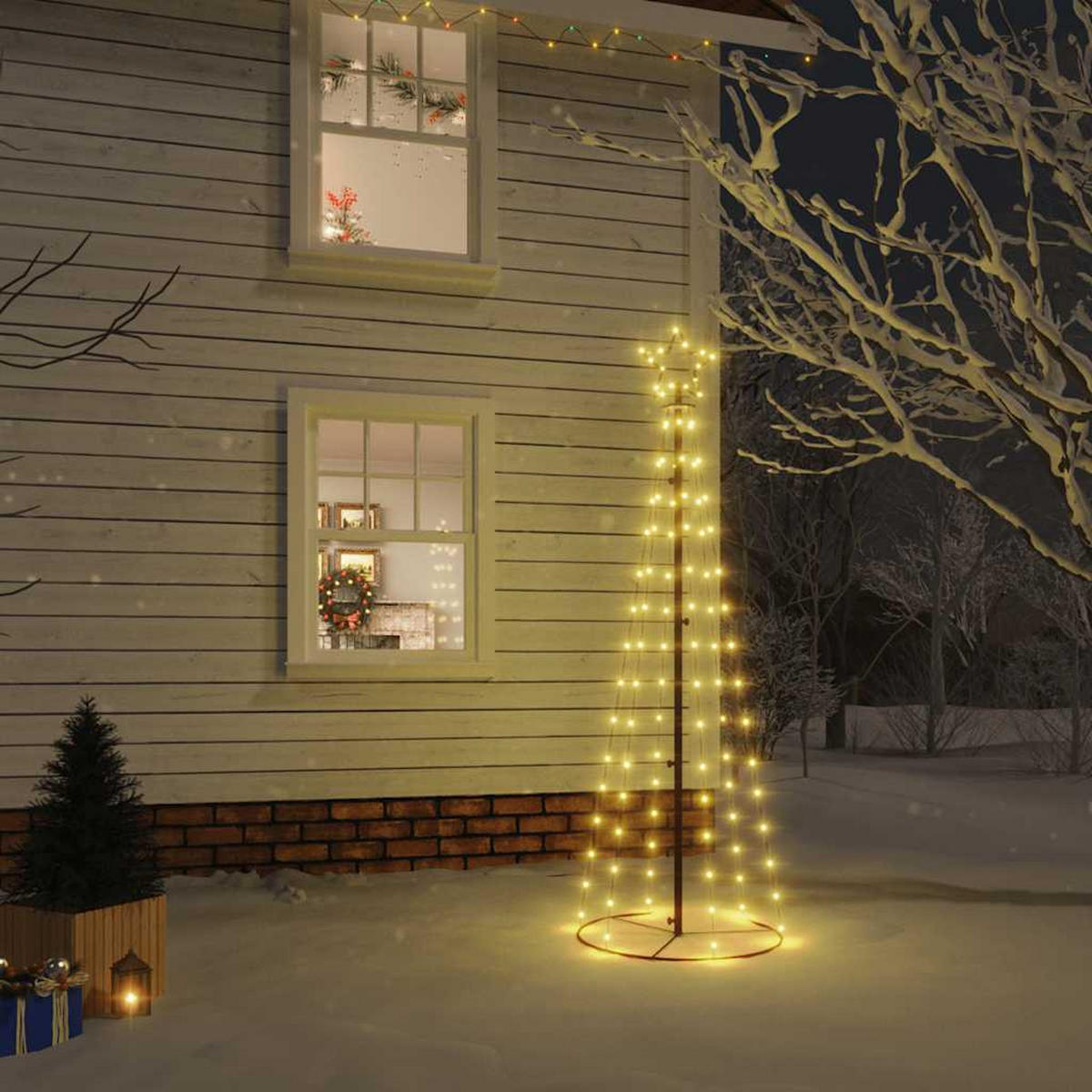 WEIHNACHTSBAUM Kegelform Warmweiss 108 Leds 70/180 Cm - Weiß, Metall (180cm) - vidaXL