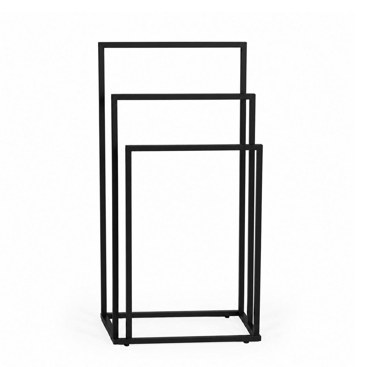 HANDTUCHSTÄNDER freistehend mit 3 Stangen - Schwarz, Metall (48.5/95.5/20cm) - Mat-Haus