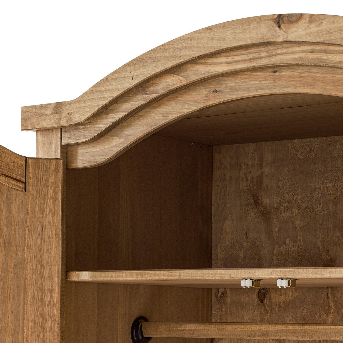 DREHTÜRENSCHRANK - Gerundet - Kiefer massiv - Schwarz/Kieferfarben, Holz/Metall (100/194/56cm) - home24