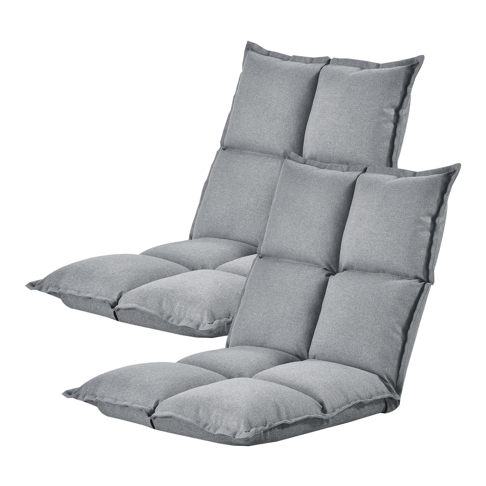 BODENSTUHL-SET 2 TLG. Deinze - Hellgrau, Textil (110/11/55cm) - [en.casa]