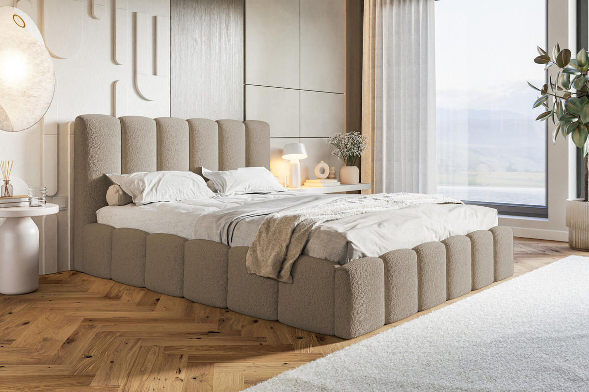 POLSTERBETT 180x200 Palermo mit Bettkasten, Lattenrost, Boucle, Braun - Braun, Holz/Textil (180/200cm) - Emporius