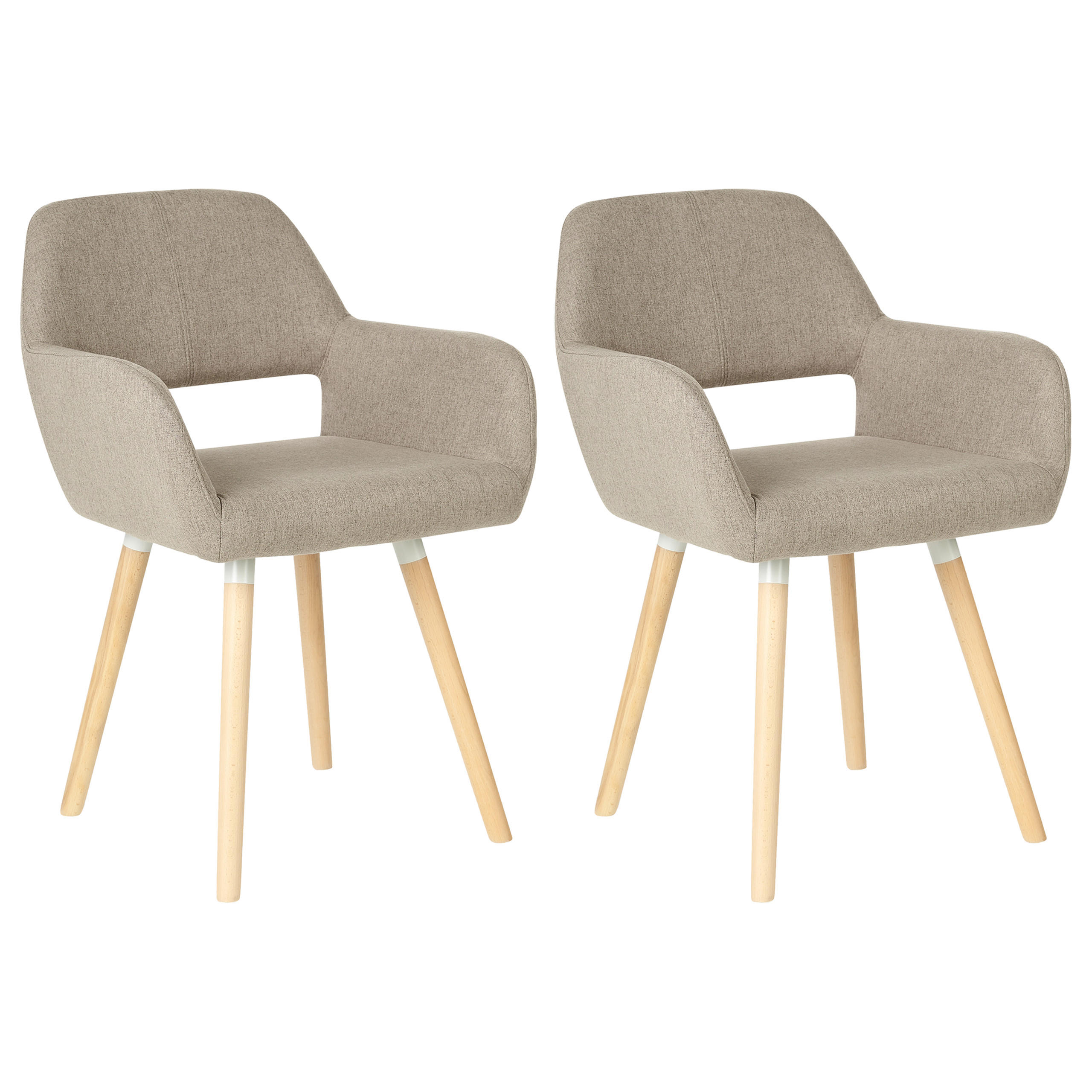 ESSZIMMERSTUHL 2er-Set Polsterbezug Braun Chicago - Braun, Holz/Textil (56/81/56cm) - Beliani