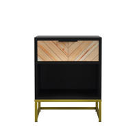 NACHTTISCH 43/40/55 cm Schwarz/Natur aus MDF mit Schublade - Hellbraun, Holzwerkstoff (40/55/43cm) - OKWISH