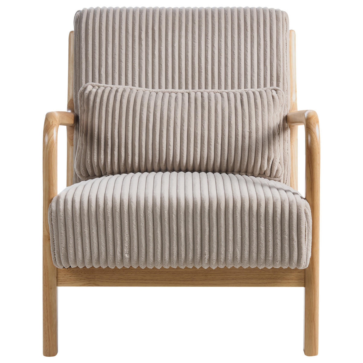 SESSEL Sorsele Cord Beige - Hellbraun/Beige, Holz/Textil (64/77/82cm) - Beliani