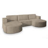 WOHNLANDSCHAFT VEZZO P Beige Kordstoff mit Schlaffunktion - Beige, Holz (347/85/174cm) - MASSENO